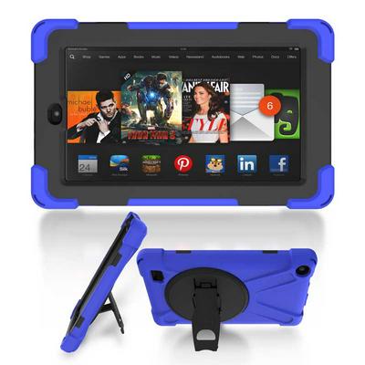 Shockwave Detachable 3 in 1 TPU + Hard PC Back Cover Case with Rotatable Stand for Amazon Kindle Fire 7 - Blue