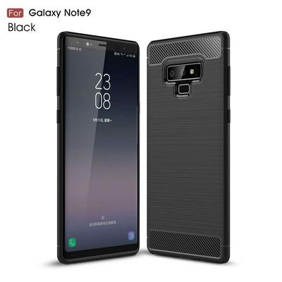 Carbon Fibre Pattern Brushed Metal Soft TPU Back Cover Case for Samsung Galaxy Note 9 - Black
