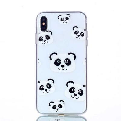 Colored Painting Transparent Soft TPU Back Cover Case for iPhone Xs Max 6.5 - Panda