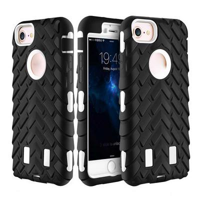Tire Pattern Detachable 2 in 1 Hybrid Hard PC + Black TPU Back Cover Case for iPhone 7 - Black and White