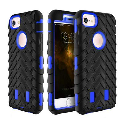 Tire Pattern Detachable 2 in 1 Hybrid Hard PC + Black TPU Back Cover Case for iPhone 7 - Black and Dark Blue