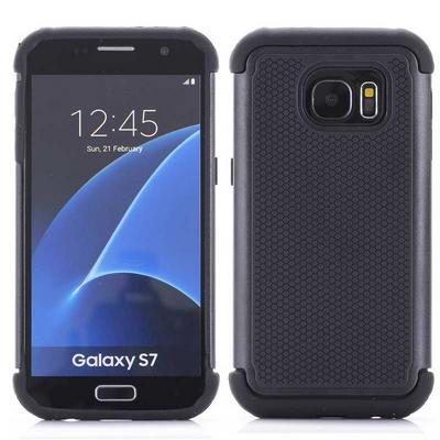 Football Lines Dual-color 2 in 1 PC+TPU Hybrid Back Case for Samsung Galaxy S7/ G9300 - Black