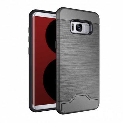 Wiredrawing Brushed Metal Detachable 2 in 1 PC +  TPU with Stand Back Cover Phone Case for Samsung Galaxy S8 / G9500 - Grey