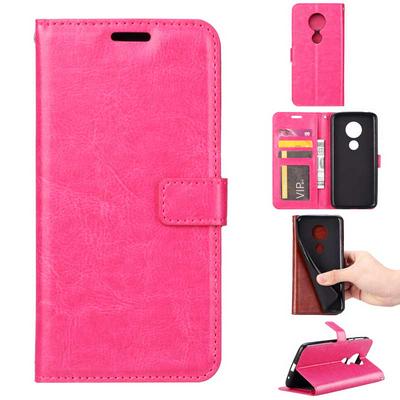 Oil Side Crazy Horse Pattern Side Flip Anti-Scratch PU Leather + Soft TPU Card Slots with Picture Frame Stand and Magnetic Buckle Wallet Case for Motorola Moto G6 Play - Rose Red