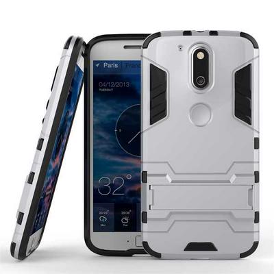 Detachable 3 in 1 Hard PC + TPU with Kickstand Hybrid Back Cover Case for Motorola Moto G4 Plus - Silver