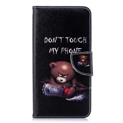 Colored Painting Card Holder Slots Wallet Style with Magnetic Buckle PU Leather + Soft TPU Case for iPhone Xs Max 6.5 - Bear