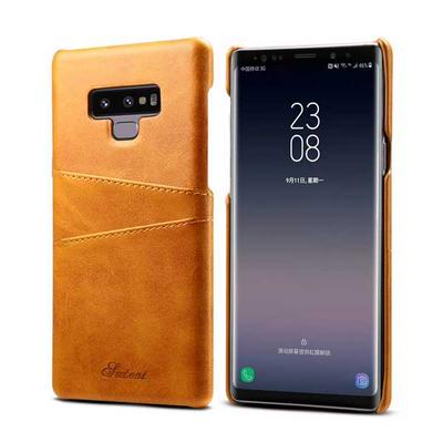 Card Holder Slots PU Leather Coated PC Back Cover Protective Case for Samsung Galaxy S9 - Khaki