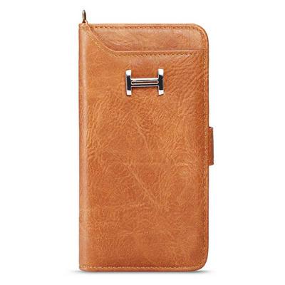 Elegant Series Drop Resistant PU Leather + Detachable Leather Coated Soft TPU Card Slots with Wrist Strap and Buckle Wallet Protective Case for Samsung Galaxy Note 9 - Brown