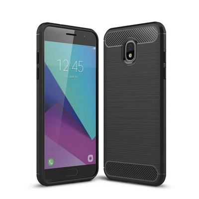 Carbon Fiber Solid Color Anti-Drop Soft TPU Back Cover Protective Case for Samsung Galaxy J3 (2018) / J3 Star - Black