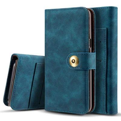 Retro Style Side Flip PU Leather + Detachable Magnetic Adsorption Soft TPU Card Slots with Picture Frame and Magnetic Buckle Case for Samsung Galaxy Note 8 - Blue