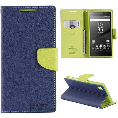 Mercury Goospery Fancy Diary Wallet TPU+ PU Leather Case for Sony Xperia Z5 Premium - Dark Blue