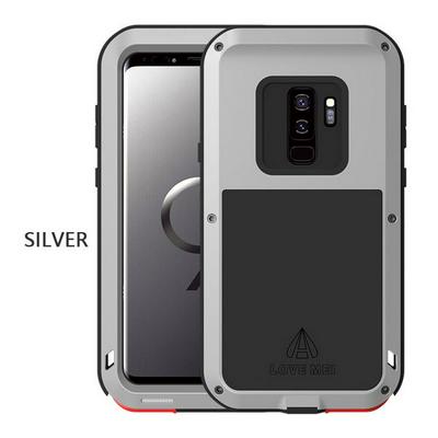 Love Mei Detachable Dustproof Shockproof Life Waterproof Aluminum Metal Frame + TPU Back Cover + HD Tempered Glass Screen Protector Powerful Case for Samsung Galaxy S9 - Silver