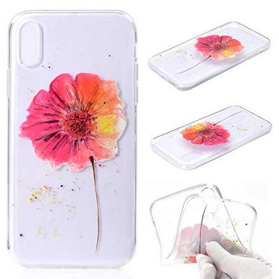 Painted Ultra Slim Transparent Anti-Scratch Soft TPU Back Cover Protective Case for iPhone XR 6.1 - Orange Flower