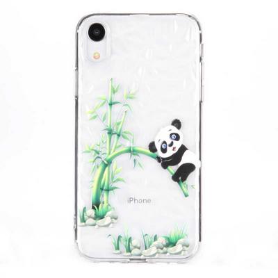 Color Painting Diamond Pattern Shockproof Soft Transparent TPU Back Cover Protective Case for iPhone XR 6.1 - Panda