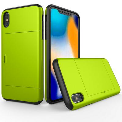 Shockproof with Card Slot Hard PC + Soft TPU Hybrid Back Cover Protective Case for iPhone Xs Max 6.5 - Green