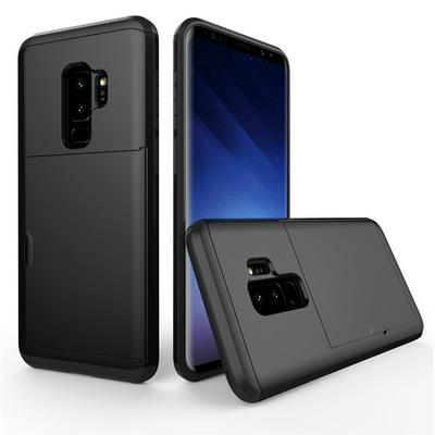 Smooth Surface 2 in 1 Detachable with Card Holder Hard PC + Soft TPU Hybrid Back Cover Case for Samsung Galaxy S9 - Black