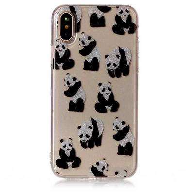 Colored Painting Transparent Soft TPU Back Cover Case for iPhone X / XS - Panda