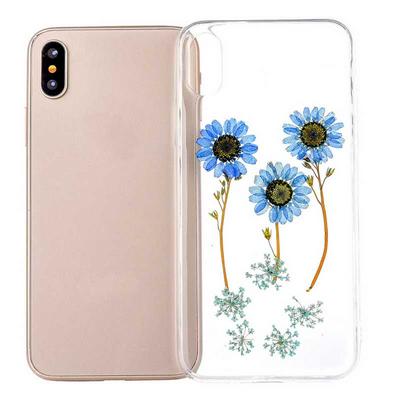 Transparent Real Flowers Specimen Epoxy Soft TPU Back Case for iPhone XR 6.1 - No.12