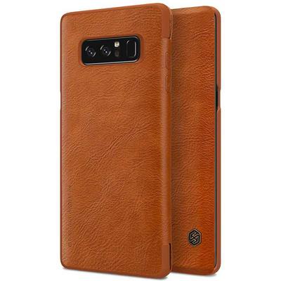 Nillkin Qin Series Solid Color Ultrathin with Card Holder Slot PU Leather + Hard PC Case for Samsung Galaxy Note 8 - Brown