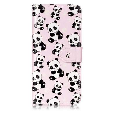 Bright Oil Smooth Surface Colored Painting PU Leather + Soft TPU Card Holder with Stand Support Wallet and Magnetic Buckle Case for Samsung Galaxy S9 - Panda