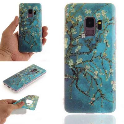 Color Painted Anti-Scratch Anti-Drop Soft TPU + IMD Craft Back Cover Protective Case for Samsung Galaxy S9 - Flower Tree