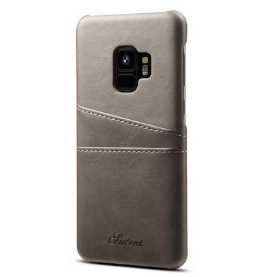 Card Holder Slots PU Leather Coated PC Back Cover Protective Case for Samsung Galaxy S9 - Grey