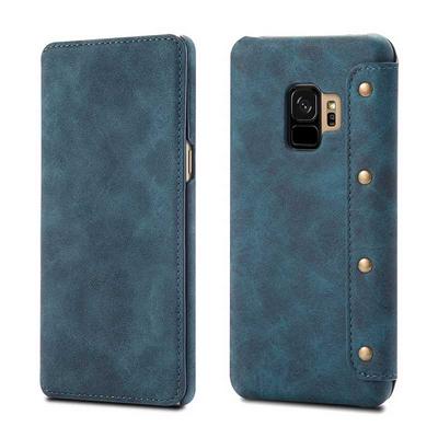 Card Holder Slots Wallet Style with Magnetic Buckle PU Leather + PC Case for Samsung Galaxy S9 - Blue