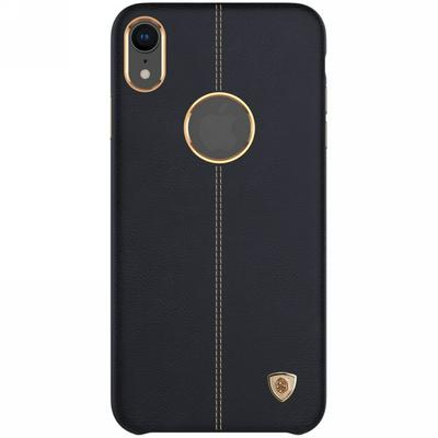 Apple Logo Hole Nillkin PU Leather Coated PC Back Cover Phone Case for iPhone XR 6.1 - Black