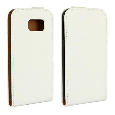 Stylish Magnetic Buckle Vertical Flip Stand PC+ PU Leather Case for Samsung G9200 Galaxy S6(White)