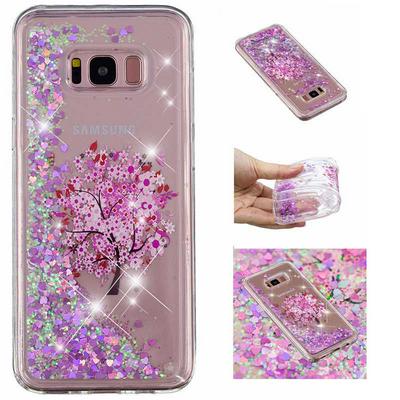 Bling Style Quicksand Anti-Scratch Soft TPU Back Cover Protective Case for Samsung Galaxy S8 / G9500 - Pink Flower Tree