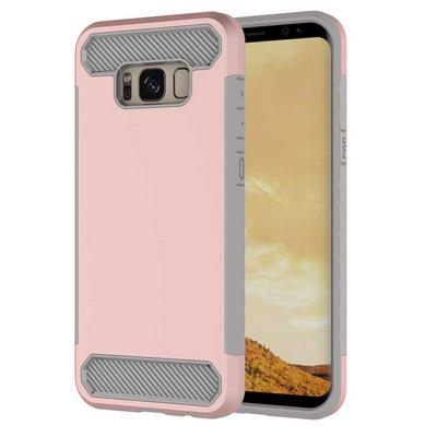 Carbon Fibre Detachable 2 in 1 PC + TPU Back Cover Case for Samsung Galaxy S8 / G9500 - Pink