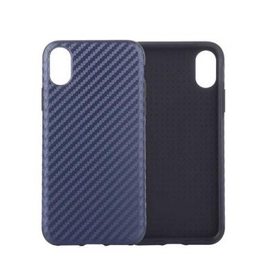 Carbon Fibre Pattern Soft TPU Back Cover Case for iPhone Xs Max 6.5 - Navy Blue