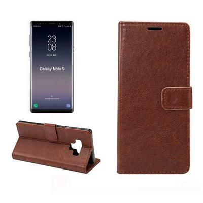 Crazy Horse Side Flip PU Leather + Soft TPU with Card Slots and Stand Wallet Picture Frame Protective Case for Samsung Galaxy Note 9 - Coffee