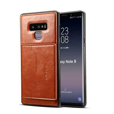 Dibase Skin Pattern Leather Coated Soft Electroplated TPU Stand with Card Slot Car Hold Function and Wrist Strap Cover Case for Samsung Galaxy Note 9 - Brown