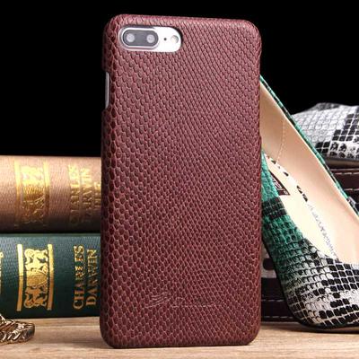 Snake Pattern PU Leather Coated PC Back Phone Case for iPhone 7 Plus - Brown