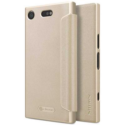 Nillkin Sparkle Series Ultrathin PU Leather + Frosted PC Cover Phone Case for Sony Xperia XZ1 Compact - Gold