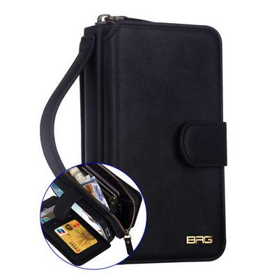 BRG Multi-Function Wallet Style Detachable Portable PU Leather Bag Case with Back Cover + Card Slot for Samsung Galaxy S4 I9500 - Black