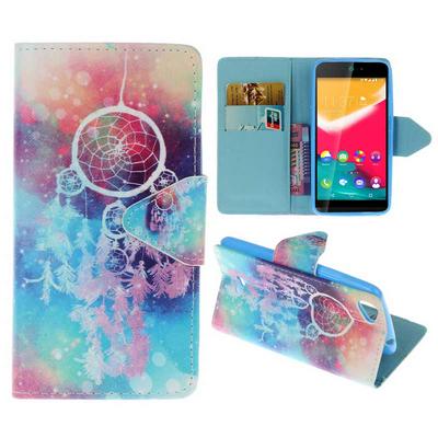 Wallet Style PU Leather + Soft TPU Card Holder with Stand and Magnetic Buckle Case for Wiko Rainbow Jam - Wind Chime