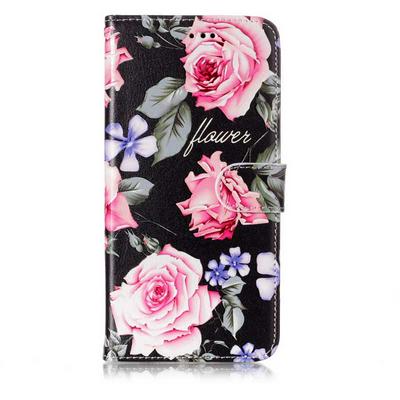Bright Oil Smooth Surface Colored Painting PU Leather + Soft TPU Card Holder with Stand Support Wallet and Magnetic Buckle Case for Samsung Galaxy S9 - Rose