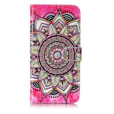 Bright Oil Smooth Surface Colored Painting PU Leather + Soft TPU Card Holder with Stand Support Wallet and Magnetic Buckle Case for Samsung Galaxy S9 - Rose Red