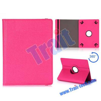 360 Rotatable Stand Folio Style Flip Leather Case for 10 Inch All Tablet PC with Safety Belt (Rose) 
