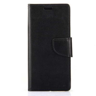 Mercury Goospery Bravo PU Leather + TPU Back Cover Case with Card Holder Wallet and Stand for Samsung Galaxy S9 - Black