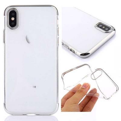 Dual Color Anti-Drop Electroplated Edged Transparent Soft TPU Back Cover Protective Case for iPhone XR 6.1 - Silver