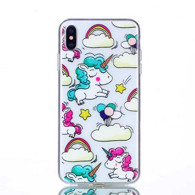 Colored Painting Transparent Soft TPU Back Cover Case for iPhone Xs Max 6.5 - Pegasus