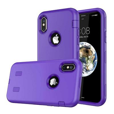 Robot 3 in 1 Detachable Design Extra Side Grip Hard PC + Soft Silicone Back Cover Case for iPhone X - Purple