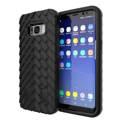 3D Tire Pattern Hybrid 3 in 1 Hard PC + Soft TPU Tough Shockproof Armor Bumper Frame Back Cover Case for Samsung Galaxy S8 / G9500 - Black