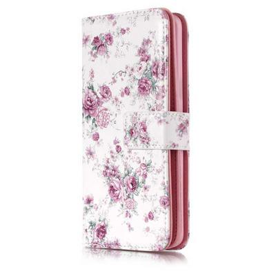 Colored Painting PU Leather + TPU Back Cover Case with Card Holder Wallet and Stand for Samsung Galaxy S9 - Flower