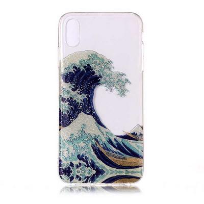 Colored Painting Planet Bling Glitter Powder Transparent Soft TPU Back Cover Case for iPhone Xs Max 6.5 - Wave