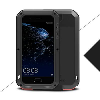 Love Mei Detachable 360 Degree Protecting Aluminium Frame + TPU Back Cover + HD Tempered Glass Screen Protector Powerful for Huawei P10  - Black