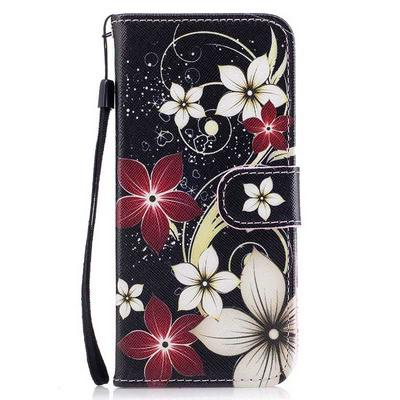 Wallet Style PU Leather + Soft TPU Card Holder with Hand Strap and Magnetic Buckle Case for Samsung Galaxy S8 / G9500 - Flowers